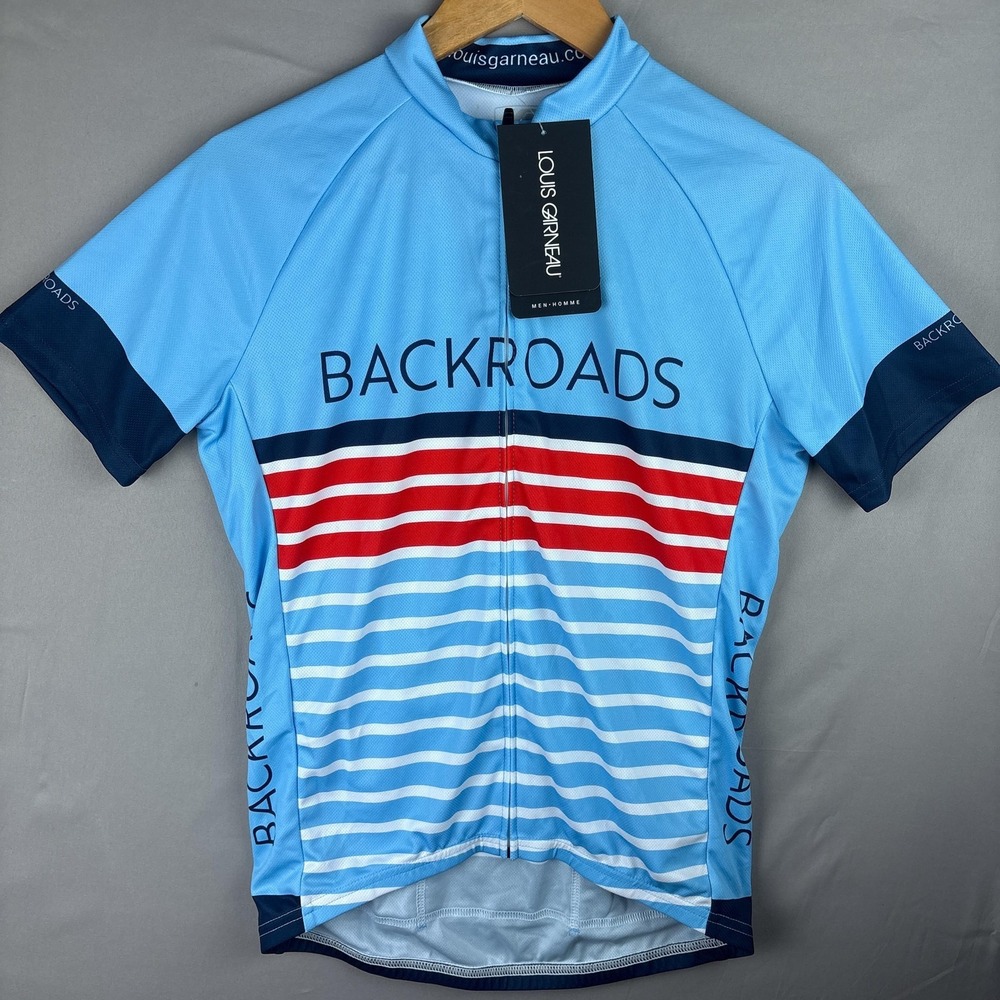 Louis Garneau Backroads Cycling Jersey Mens Small Blue Full Zip NWT